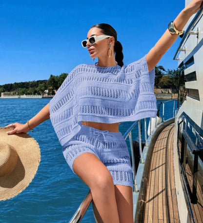 Ensemble Féminin en Tricot pour les Vacances d'Été à la Plage