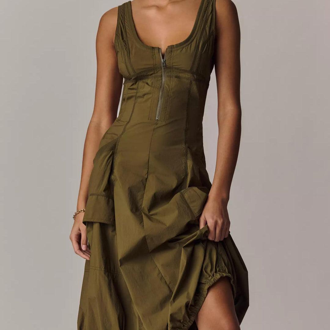 Robe Midi Bouffante Style Cargo