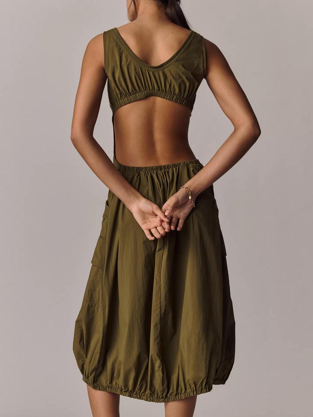 Robe Midi Bouffante Style Cargo