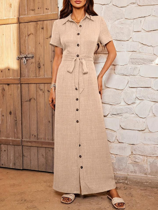 Robe Avec Ceinture en Lin