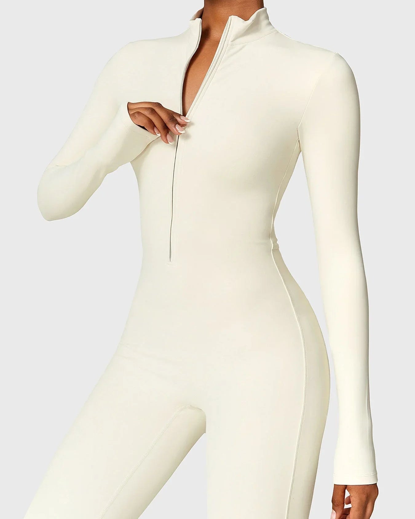 Combinaison de Fitness Lune à Manches Longues avec Fermeture Éclair