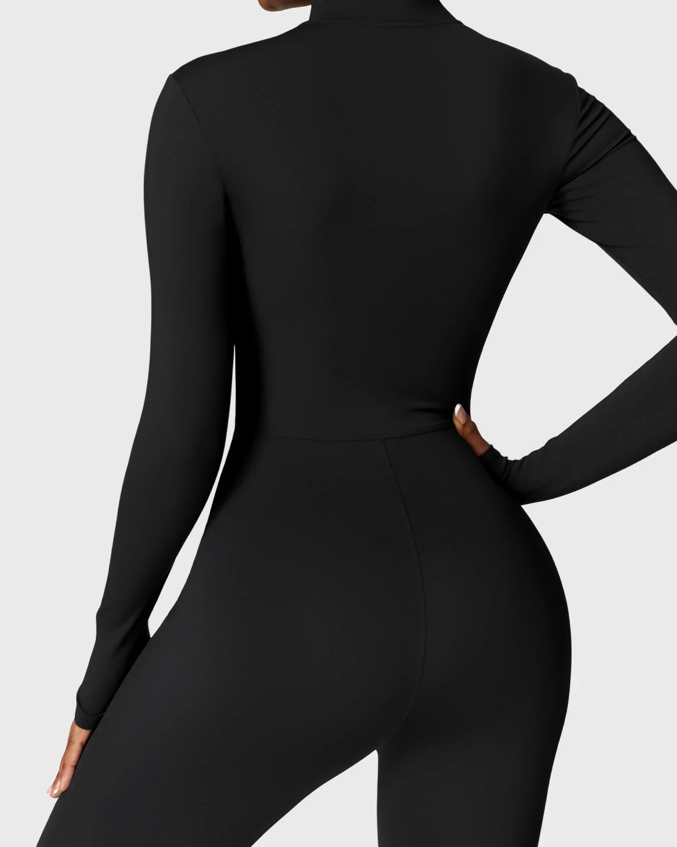 Combinaison de Fitness Lune à Manches Longues avec Fermeture Éclair