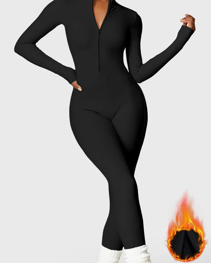 Combinaison de Fitness Lune à Manches Longues avec Fermeture Éclair