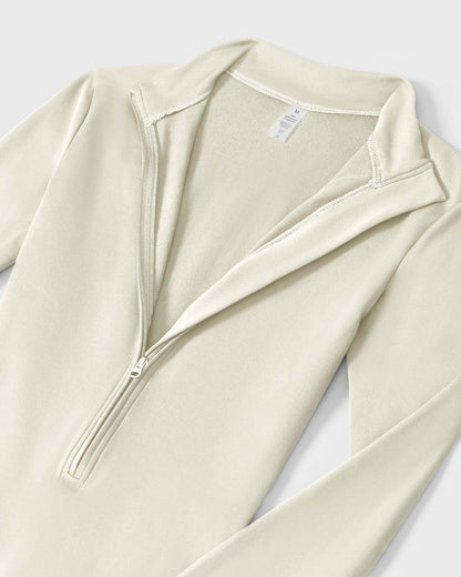 Combinaison de Fitness Lune à Manches Longues avec Fermeture Éclair