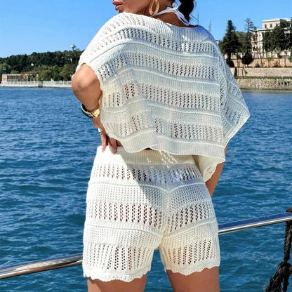 Ensemble Féminin en Tricot pour les Vacances d'Été à la Plage